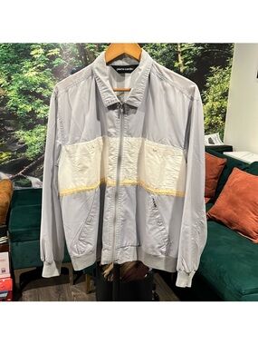 Pierre Cardin Light Gray, White & Yellow Trim Men's Zip Jacket